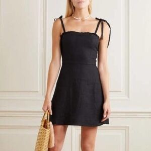 Honorine Poppy Linen Mini Dress size XS SM Black